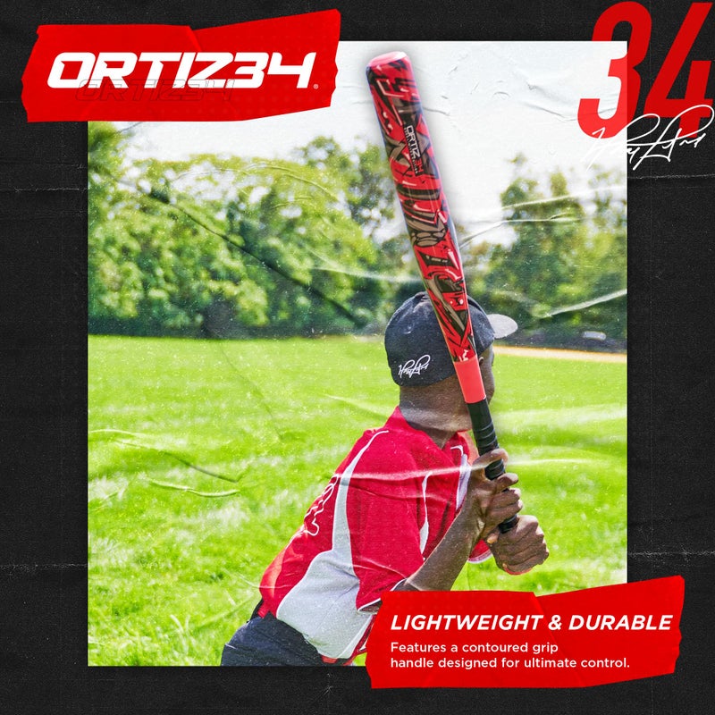 Ortiz34 Bat & Ball Set - Graffiti Plastic Bat & Ball Homerun Set- David Ortiz Backyard Baseball Set for Youth, Kids, Teenagers, Adults (Bat & Ball Set, Red) - Image 4